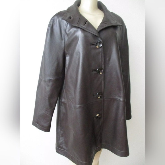 WORTHINGTON FONTANA BROWN LAMBSKIN LEATHER SOFT JACKET SIZE M